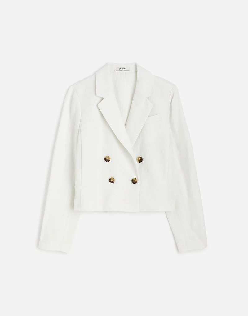 Double-Breasted Crop Blazer 100% Linen | Madewell