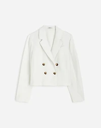 Double-Breasted Crop Blazer 100% Linen | Madewell