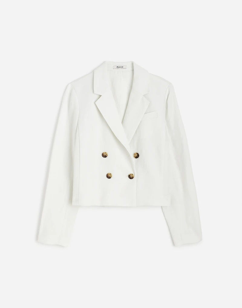 Double-Breasted Crop Blazer in 100% Linen | Madewell