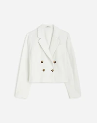 Double-Breasted Crop Blazer in 100% Linen | Madewell
