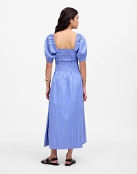 Smocked Puff Sleeve Midi Dress in Poplin | Madewell