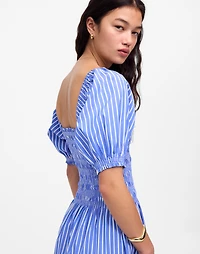 Smocked Puff Sleeve Midi Dress in Poplin | Madewell