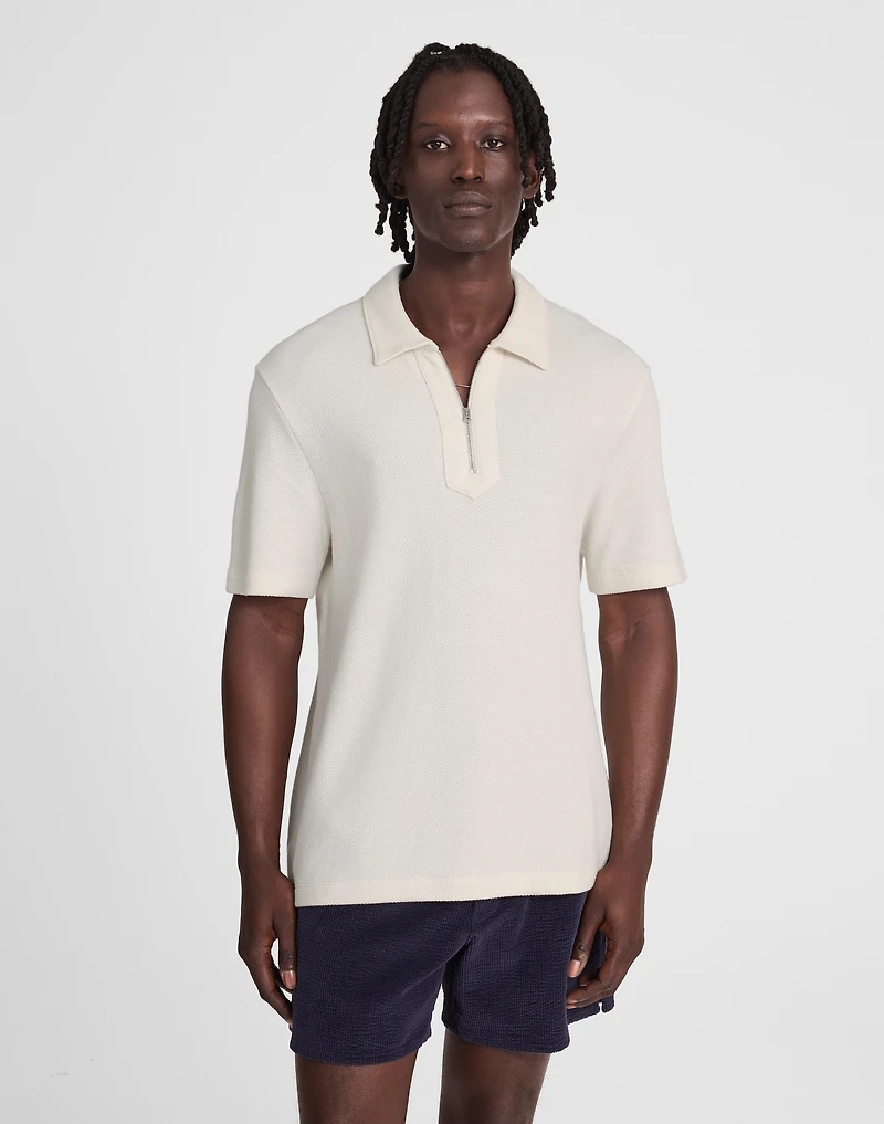 Quarter-Zip Pique Polo Shirt | Madewell