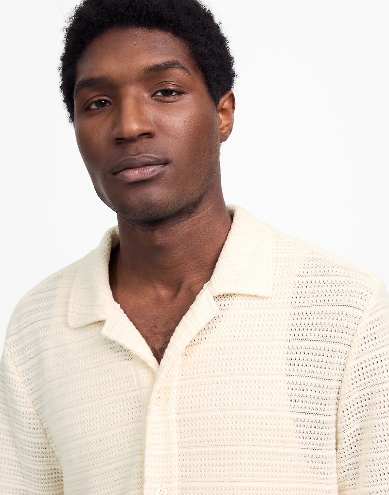 Jacquard-Knit Short-Sleeve Button-Up Shirt | Madewell