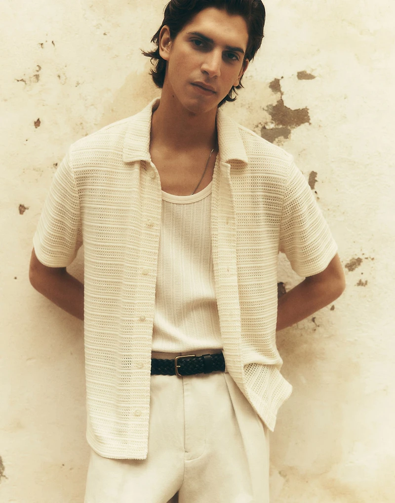 Jacquard-Knit Short-Sleeve Button-Up Shirt | Madewell