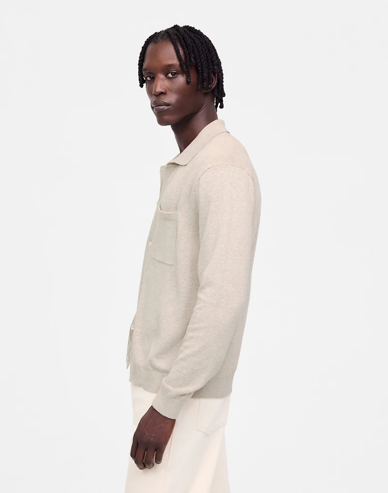 Button-Up Sweater Polo Lightweight Cotton-Linen Blend | Madewell