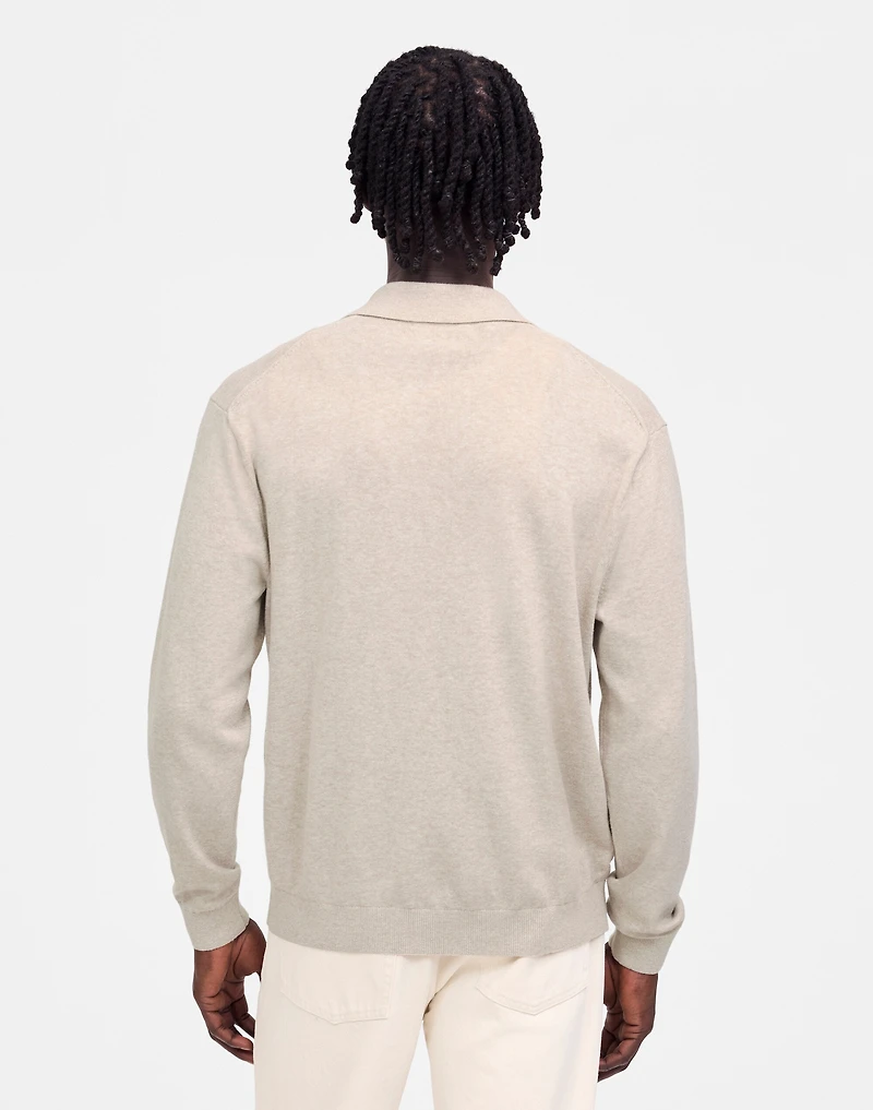 Button-Up Sweater Polo Lightweight Cotton-Linen Blend | Madewell