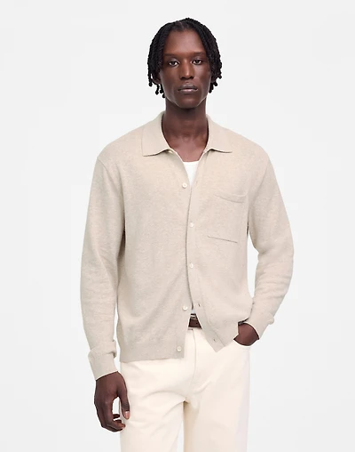 Button-Up Sweater Polo Lightweight Cotton-Linen Blend | Madewell