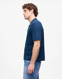 Tuck-Stitch Button-Up Sweater Polo