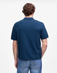 Tuck-Stitch Button-Up Sweater Polo