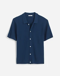 Tuck-Stitch Button-Up Sweater Polo