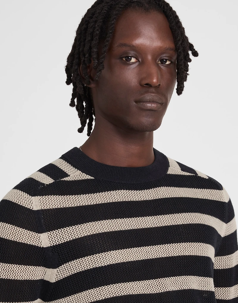 Mesh-Knit Crewneck Sweater Lightweight Cotton-Linen Blend | Madewell