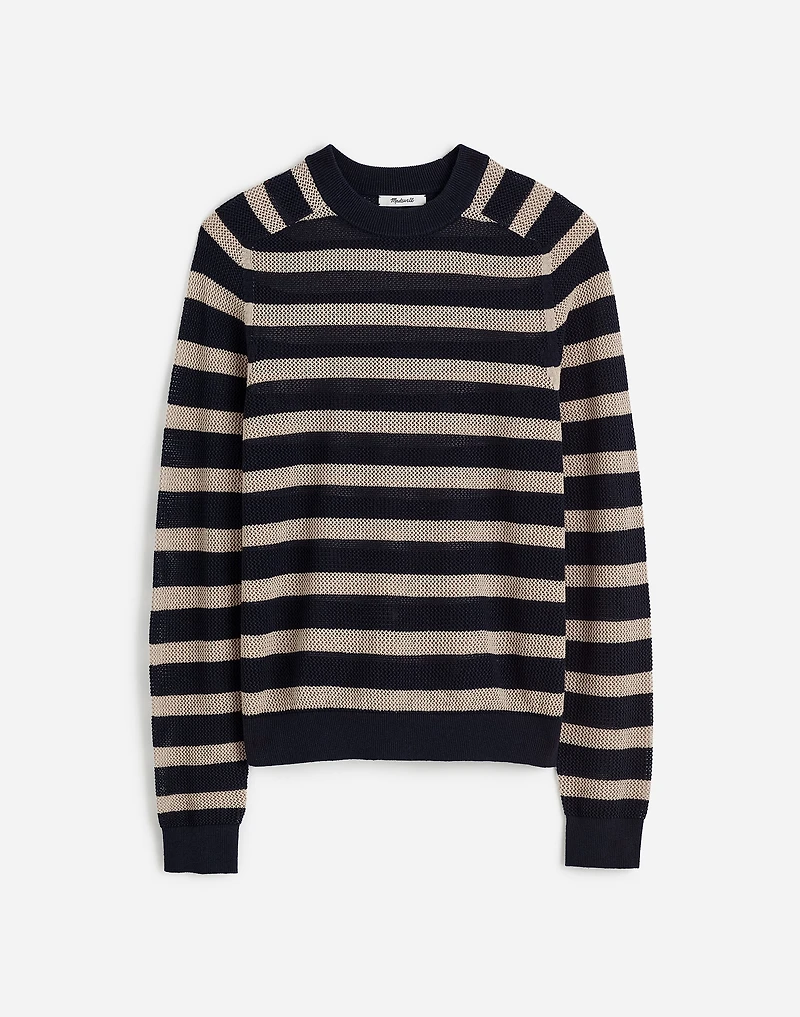 Mesh-Knit Crewneck Sweater Lightweight Cotton-Linen Blend | Madewell