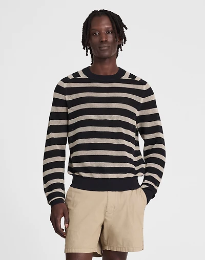 Mesh-Knit Crewneck Sweater Lightweight Cotton-Linen Blend | Madewell