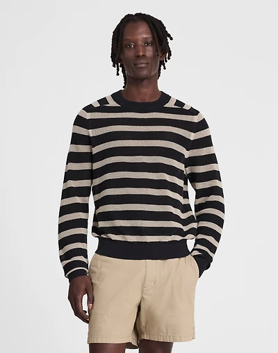 Mesh-Knit Crewneck Sweater Lightweight Cotton-Linen Blend | Madewell