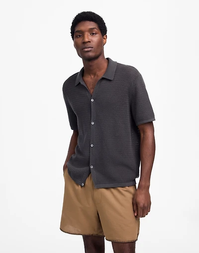 Open-Stitch Button-Up Sweater Polo | Madewell