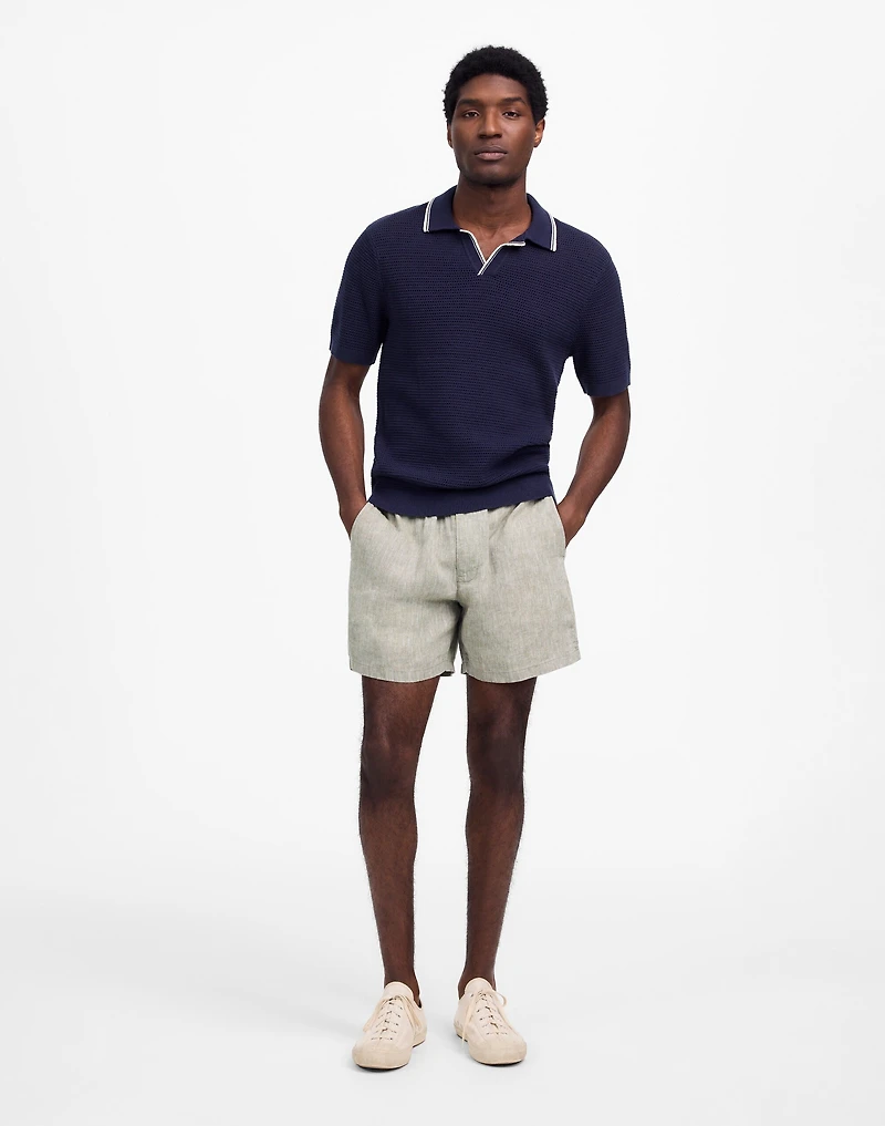Contrast-Stitch Johnny-Collar Sweater Polo | Madewell