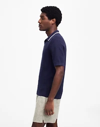 Contrast-Stitch Johnny-Collar Sweater Polo | Madewell