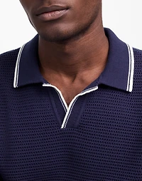 Contrast-Stitch Johnny-Collar Sweater Polo | Madewell