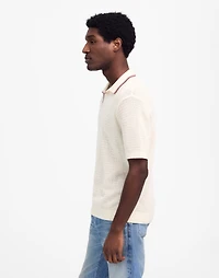Contrast-Stitch Johnny-Collar Sweater Polo | Madewell