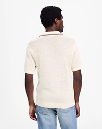 Contrast-Stitch Johnny-Collar Sweater Polo | Madewell