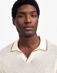 Contrast-Stitch Johnny-Collar Sweater Polo | Madewell