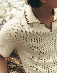 Contrast-Stitch Johnny-Collar Sweater Polo | Madewell