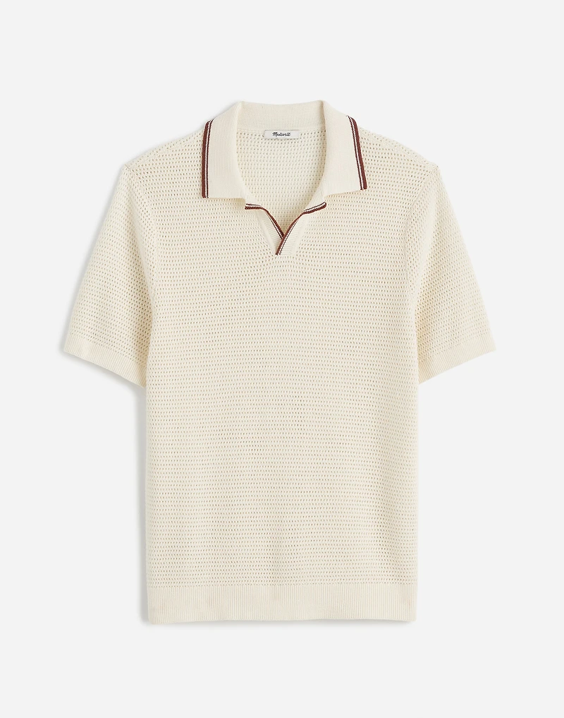 Contrast-Stitch Johnny-Collar Sweater Polo | Madewell