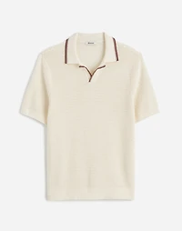Contrast-Stitch Johnny-Collar Sweater Polo | Madewell
