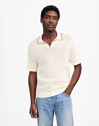 Contrast-Stitch Johnny-Collar Sweater Polo | Madewell