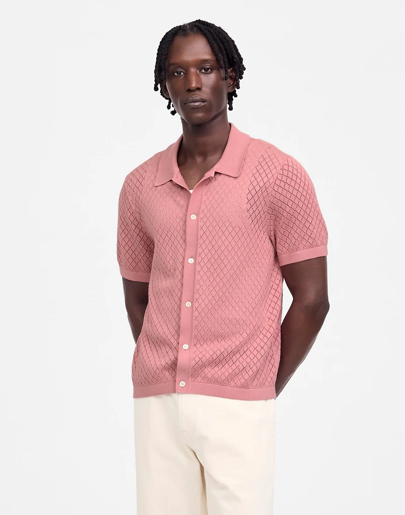 Diamond Pointelle-Stitch Sweater Polo | Madewell