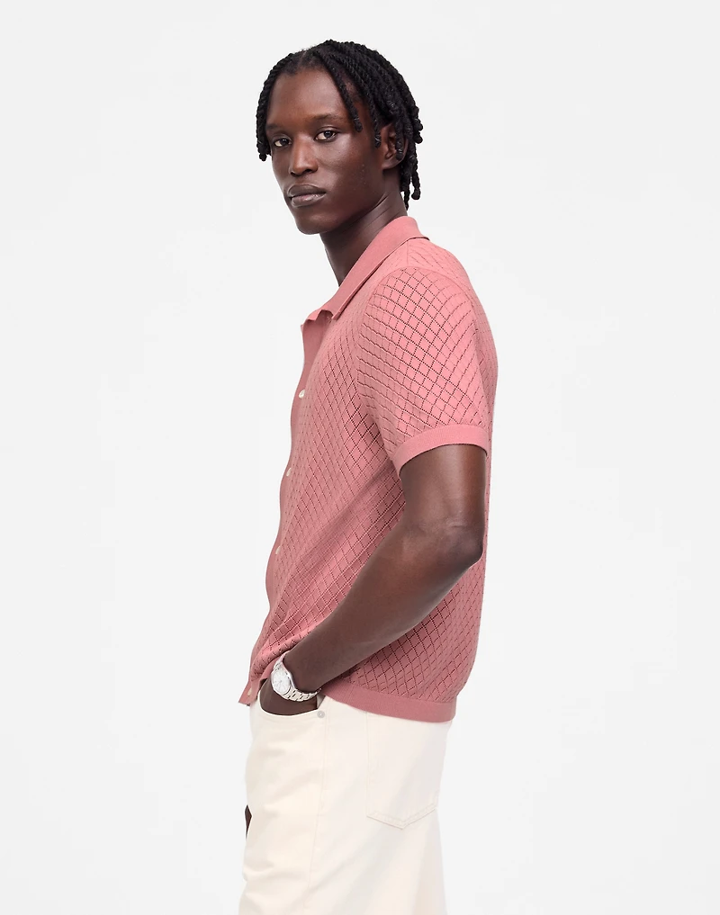Diamond Pointelle-Stitch Sweater Polo | Madewell