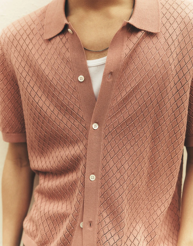 Diamond Pointelle-Stitch Sweater Polo | Madewell