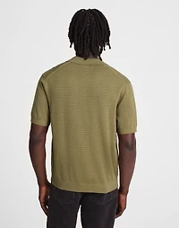 Pointelle-Stitch Johnny-Collar Sweater Polo | Madewell