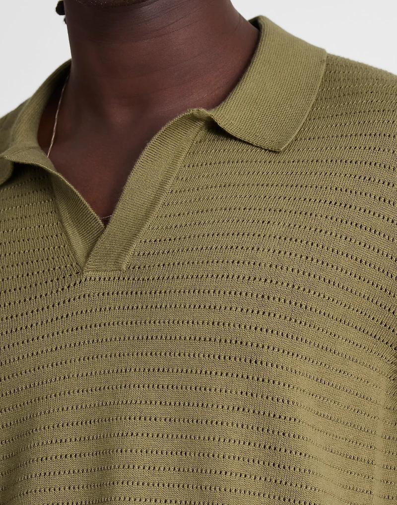 Pointelle-Stitch Johnny-Collar Sweater Polo | Madewell
