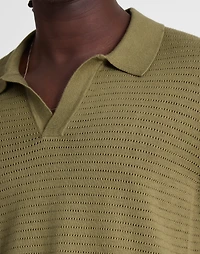 Pointelle-Stitch Johnny-Collar Sweater Polo | Madewell