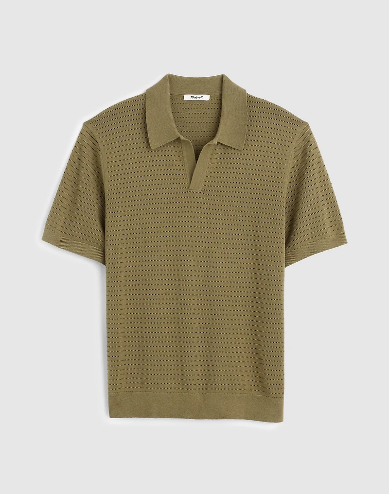 Pointelle-Stitch Johnny-Collar Sweater Polo | Madewell