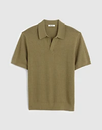 Pointelle-Stitch Johnny-Collar Sweater Polo | Madewell