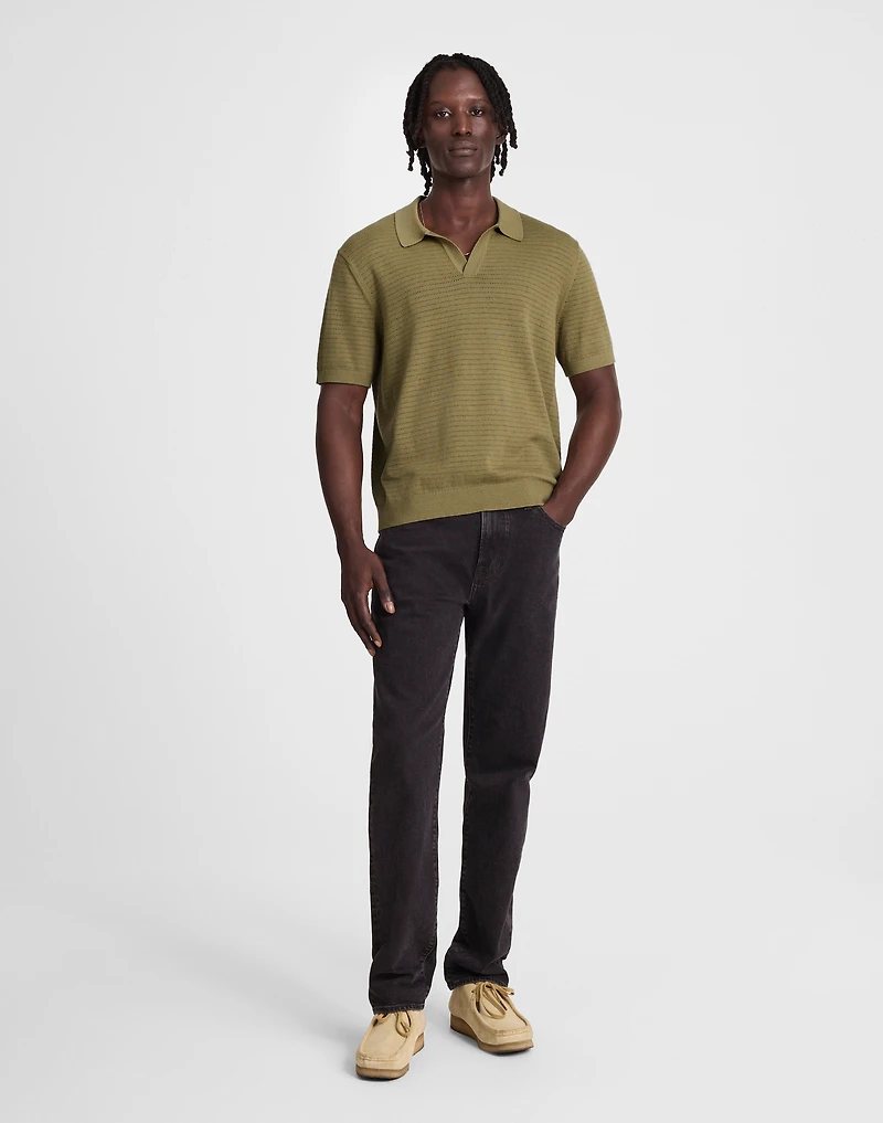 Pointelle-Stitch Johnny-Collar Sweater Polo | Madewell