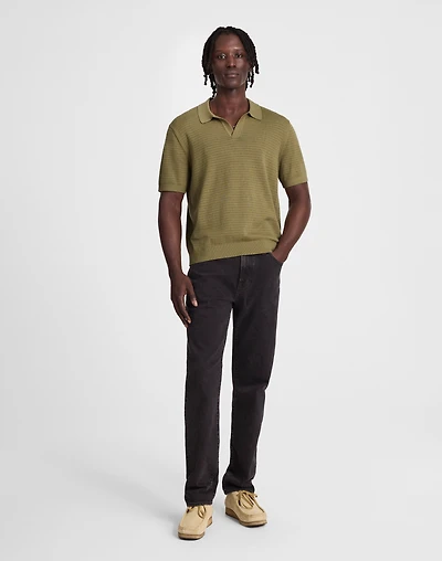 Pointelle-Stitch Johnny-Collar Sweater Polo | Madewell