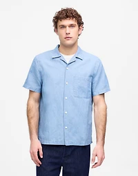 Chambray Short-Sleeve Button-Up Shirt Cotton Linen Blend | Madewell