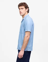 Chambray Short-Sleeve Button-Up Shirt Cotton Linen Blend | Madewell