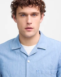 Chambray Short-Sleeve Button-Up Shirt Cotton Linen Blend | Madewell