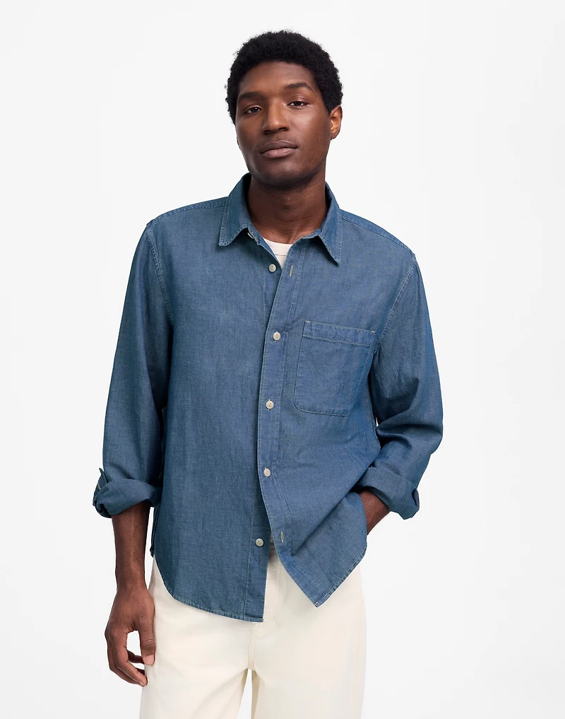 Chambray Button-Up Shirt Cotton-Linen Blend | Madewell