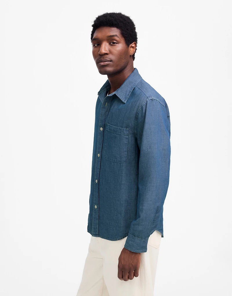 Chambray Button-Up Shirt Cotton-Linen Blend | Madewell