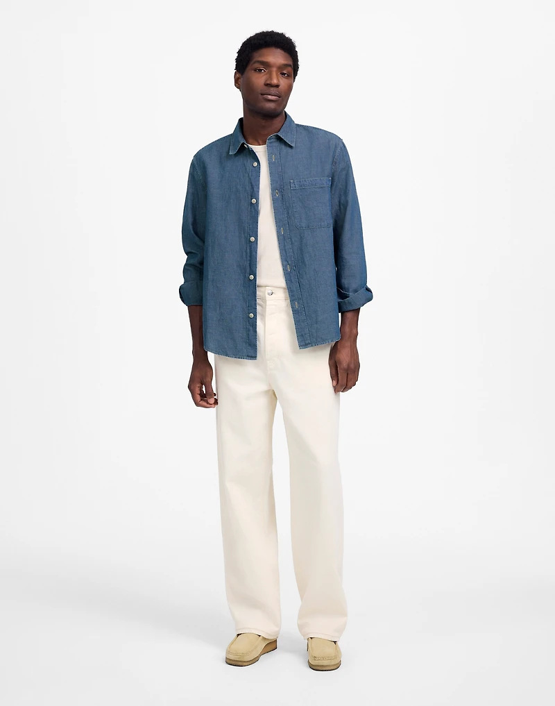 Chambray Button-Up Shirt Cotton-Linen Blend | Madewell