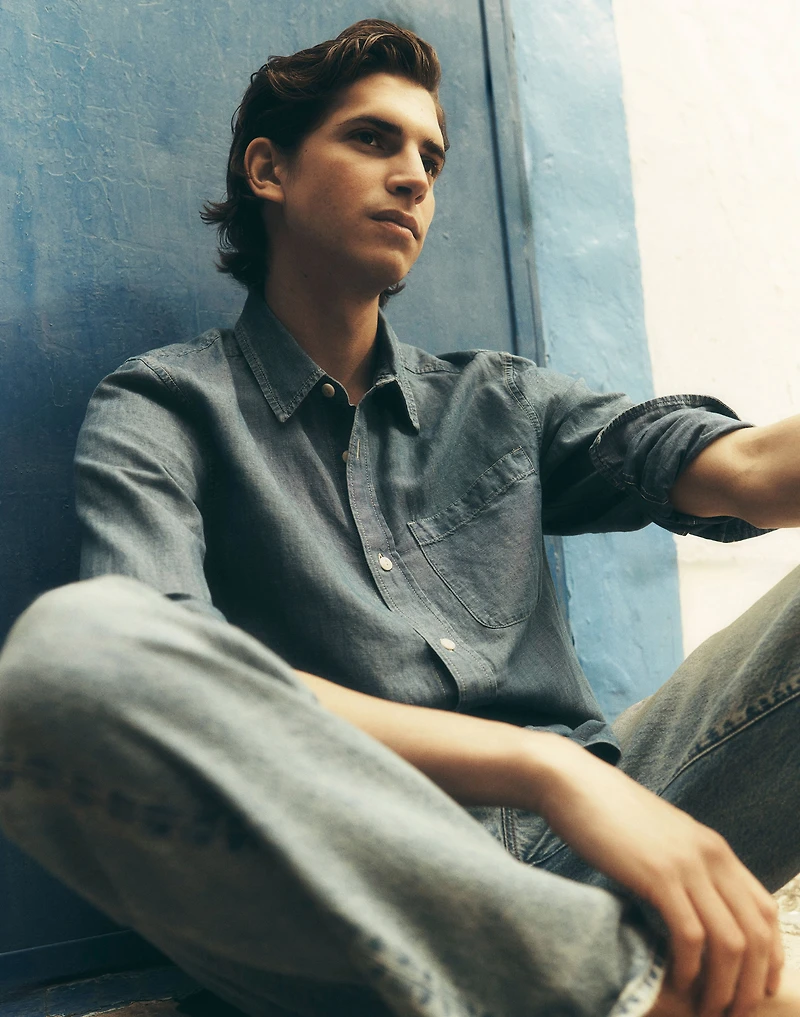 Chambray Button-Up Shirt Cotton-Linen Blend | Madewell