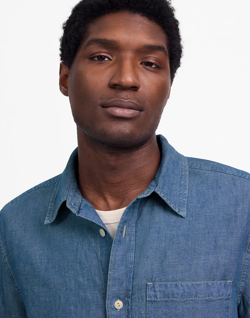 Chambray Button-Up Shirt Cotton-Linen Blend | Madewell