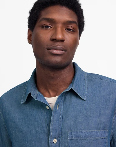 Chambray Button-Up Shirt Cotton-Linen Blend | Madewell