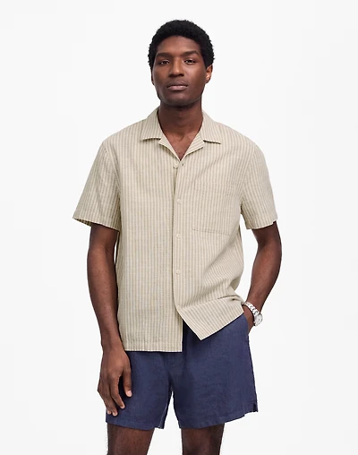 Short-Sleeve Button-Up Shirt Indigo-Dyed Stripe | Madewell